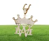 Corona con collane MW con pendenti con catena di corda in argento color argento bling zircone cubico Men039s Hip Hop Men Jewelry5645691