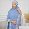 Ubranie etniczne Eid Ramadan Mubarak Khimar muzułmanin 3 -częściowy zestaw Abaya Set S Turkey Islam Dress Ubrania Kobiety Niqab Zestaw Femme Dro Dhcvj