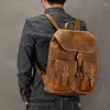 Sırt çantası yüksek kaliteli A4 vintage kahverengi siyah kahve üst tahıl orijinal deri 14 '' Dizüstü bilgisayar kadın erkek sırt çantaları erkek seyahat çantası m9497