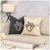 Brev Luxury Square Cushion Designer Dekorativ kudde Luxurys Designers Cotton Decor vardagsrum D2112285Z Drop Delivery DHXAS