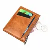 Dragkedja Solid Pu Leather Men plånbokskort Bank Credit ID Holder Box Multi Slot Slim Card Case Wallet Women Men Busin Card Cover Z8NQ#