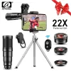 Lens APEXEL New Phone Camera Lens kit 4in1 Telephoto Zoom 22X Lens Telescope Monocular Wide Macro Fisheye Lens Tripod with remote