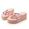 Slippers Maogu Summer High Heel Flip Flop Platform Beach Shoes Sandals Non-slip Female Slipper Plus Size 42 43 2024 Casual Women