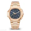 Mens Watch 40mm Full Stainless Steel Automatic Hinery Movement Rose Gold Blue Face Classic Wristwatch Jason007 Orologio Di Lusso Montre De Luxe