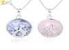 CSJA Lucky Double Cat Kitty Necklace Natural Stone Charm Pendant for Women Amethyst Pink Crystal Lapis Lazuli Romantic Lover Jewel8386989