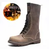 Stövlar Heren Schoenen 2024 Country Retro Winter Men's High-Top Lace-Up Motorcykel Tjocksoled Non-Slip Men Mid-Calf