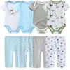 Rompers Baby Girl Toddler Clothes Set 4pcs Jumps Courstes + Pantalons pour nourrissons 0 à 12 mois Vêtements d'été garçon