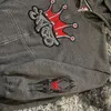 JNCO Y2Kスタイルジップアップフーディーズ男性刺繍ヒップホップ特大スウェットシャツ女性カジュアルレトロレトロレトロ服ハラジュクストリートウェア240410