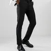 Abiti da uomo pantaloni uomini neri con strisce raso laterale un pezzo ufficiale slim fit cousers maschili