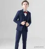 Costume Flower Boys Suit for Weddings Kids Prom Party Party Tuxedo Blazer Blazer Childrens Day Pinao Performance Costume School Uniforme 2-16T