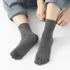 Sexy Socks 1/2Pairs Five Finger Socks Unisex Toe Socks Men and Women Breathable Cotton Stockings Sports Running Solid Black White Grey Sox 240416