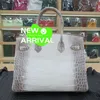 Designer Himalaya Crocodile Handtas Tas Tassen Echte lederen zak Wit leer Modieuze en hightende textuur Grote capaciteit Damestas draagbaar platina WN8WP