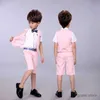 Костюмы высокого качества 2pcs жилет+шорты детские мальчики летняя одежда наборы новая джентльменская детская свадебная вечеринка.