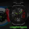 Watches Quartz Watches For Men Watertproof Vacuum Plating Rostfritt läderrem bilhjul Rim Hub Sport Automatisk lysande armbandsur