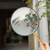 Dekoracyjne figurki bambusowe okrągłe wentylator Chińskie haftowane pawie kwiatowe vintage ręka na imprezy Wesela dwustronna cosplay