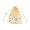 100pcs / lot 9x12cm Fi Organza DrawString Gift Sac Cadeau Sac Sac de bijoux de bijoux Bages d'emballage en gros 37ld #