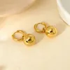 Dangle Earrings 16K Gold Plated Convertible Chunky Hoop Stainless Steel Round Ball For Women Waterproof Jewelry
