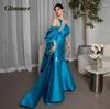 Runway Dresses Glimmer Elegant Halter Celebrity Trumpet Satin Sequines One-Shoulder Pleat Drop Vestidos de Festa på beställning