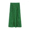 Юбки 2024 Женские женские плиссированные фрагментированные фрагментированные юбки с печати свежие и универсальные драпировки A-line