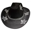 Bérets Cowboy Cowboy Hat courbe avec des paillettes Modèle d'étoile
