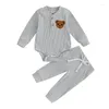 Clothing Sets Baby Girl 2 Piece Outfit Embroidery Ribbed Long Sleeve Rompers And Elastic Pants Fall Spring Clothes