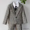 Pakken Vest + Blazer + Pants + Tie 4pcs Kids Boys Formele trouwpak Gentleman Tuxedo Dress Children Party Costume Clothing 2-12T