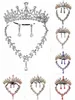 1pc Bride Rhines Crown Tiara New Veil Crown Halskette Set von drei Mädchen Performance Geburtstagsgeschenk Haar Akkomorien 98UA#