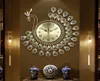 Stora 3D Gold Diamond Peacock Wall Clock Metal Watch för Home Living Room Decoration Diy Clocks Crafts Ornament Gift 53x53CM Y2004766200