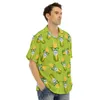 Chemises décontractées pour hommes New Hawaii Mens Shirt Funny Corn Cartoon Print Green Tops Summer Vacation Style Us Size Cuban Collar 24416