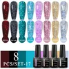 Möt över 8pcsset glitter röd rosa orange gel nagellack semi permanent blöt av uv lack art manicure kit 240416