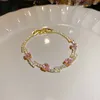 Bangle Fashion Exquisite Shiny Rhinestone Light Luxury Pink Crystal Zircon Bracelet Jewelry Accessories Gifts For Women Girls