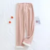 Pants Fdfklak 2021 New Flannel Maternity Casual Trousers Autumn Winter Thicken Warm Belly Lift Pants Pregnancy Clothes Outer Wear