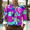 Camisas casuais masculinas 2024 Mens Hawaiian camisa 3D Impresso Longo de férias de praia de praia Botão de colarinho de colarinho extra grande 24416