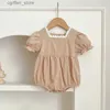 Rompers Summer Cute Baby Girl Clothes Lace Square Collar Romper Cotton Short Sleeve Baby Jumpsuit 0-24m L410