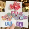 Hair Accessories 10cm Long 2PCS Set Sequin Powder Pentagram Colorful Round Head Elastic Band Girl Children Cute Fancy Bind Rubber Ties