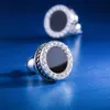 Boucle d'oreille étalon en or blanc pour hommes Black onyx incrusté rond boucles hip hop bijoux de boucles d'oreilles punk y12203161