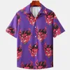 Men's Casual Shirts Hawaiian Shirt for Men Cuban Collar Devil Print Mens Fashion Streetwear Summer Short Sleeve Top Trendy New Clothing 24416