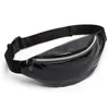 Midjepåsar 2024 Kvinnlig holografisk väska för kvinnor Pink Gold Black Laser Fanny Pack Belt Chest Ladies Bum Unisex Banana