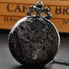 Pocket Watches Vintage Black Fashion Roman Number Quartz Steampunk Watch Women Man Necklace Pendant With Chain Gift Reloj Hombre