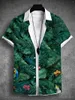 Casual shirts voor heren zomerhemd tropische planten grafische 3D -print eenvoudige korte mouwen tops streetwear los Hawaiian
