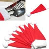 Christmas Decorations Creative Red Santa Hat Dinner Silverware Cutlery Bag Spoon Fork Bags
