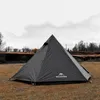 Tents And Shelters Outdoor Black Tower Pyramid Tent Windproof 3-4 Person Four Seasons Camping Portable Disassembly Rainproof