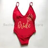 Women's Swimwear Plus Size One Piece Swimsuit Bride Squad Diamond Bikini 2024 Women Sexy Padded Bathing Suit Bachelor Party Beachwear