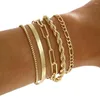 Очаровательные браслеты золотой цвет браслет из нержавеющей стали Кубинская цепь для женщин украшения подарки Оптовая капля C8G3