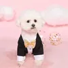 Dog Apparel Bowtie Tuxedo Suit de traje de estimação Camisa formal de cachorro com festas de casamento de gravata borboleta ajustável para chihuahua