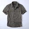 Men's Casual Shirts Mens Summer Vintage Style Short Sleeve Washed Cotton Camouflage Multi Pockets Loose Outdoor Fashion 24416