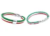 Bracciale di gioielli da 2 pezzi Bracciale italiano in pelle in pelle per uomo039 Domenne Green Bianco rosso larghezza 14 mm di lunghezza 20 cm LEN1376099