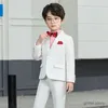 Abiti 2021 Flower Boys White Recamity Collar Giacca+pantaloni 2 pezzi abiti da sposa set di abbigliamento per bambini costume da performance abito per bambini costume