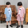 Kostymer 2021 Korea pojkar sommar cool blazer jacka+shorts 2st kläder set gentleman barn formell bröllop kostym barn prestanda klänning