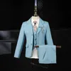 Pakken Kinderen Blue Jakcet Vestbroek 3 stks Tuxedo Dress Bloem Boys Wedding Pak Kinderen